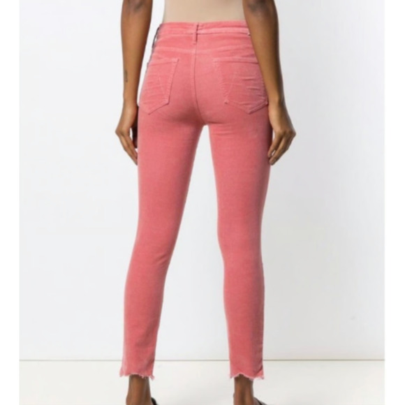 MOTHER Hopscotch Pink Looker Ankle Chew Corduroy Denim High Rise Skinny Jeans 29 - Picture 2 of 9